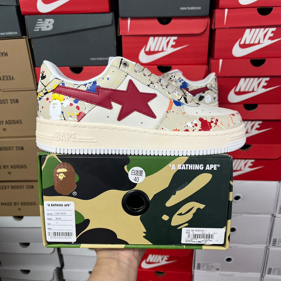 A Bathing Ape Bapesta Cream/Red - product view 1