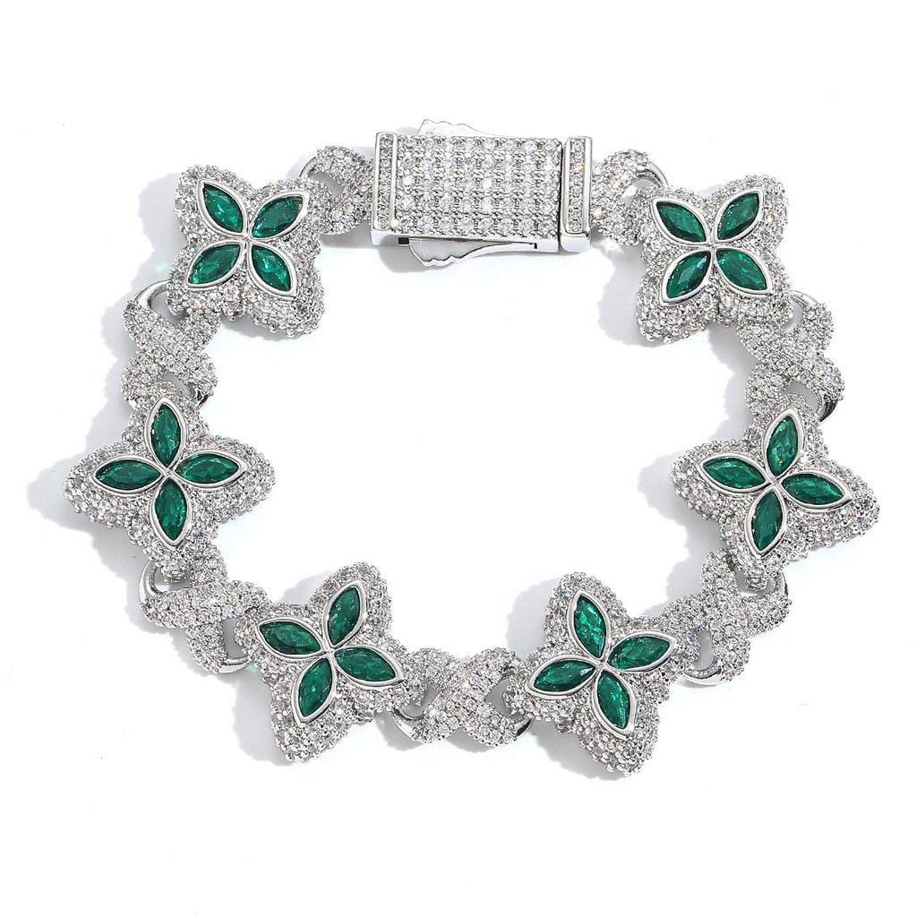 21Dripzz Iced Flower Bracelet Silver Green - product view 1