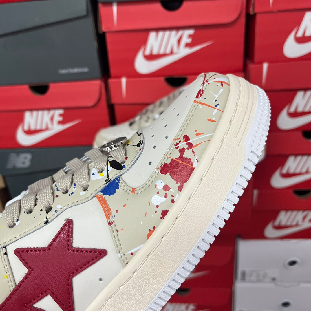 A Bathing Ape Bapesta Cream/Red - product view 3