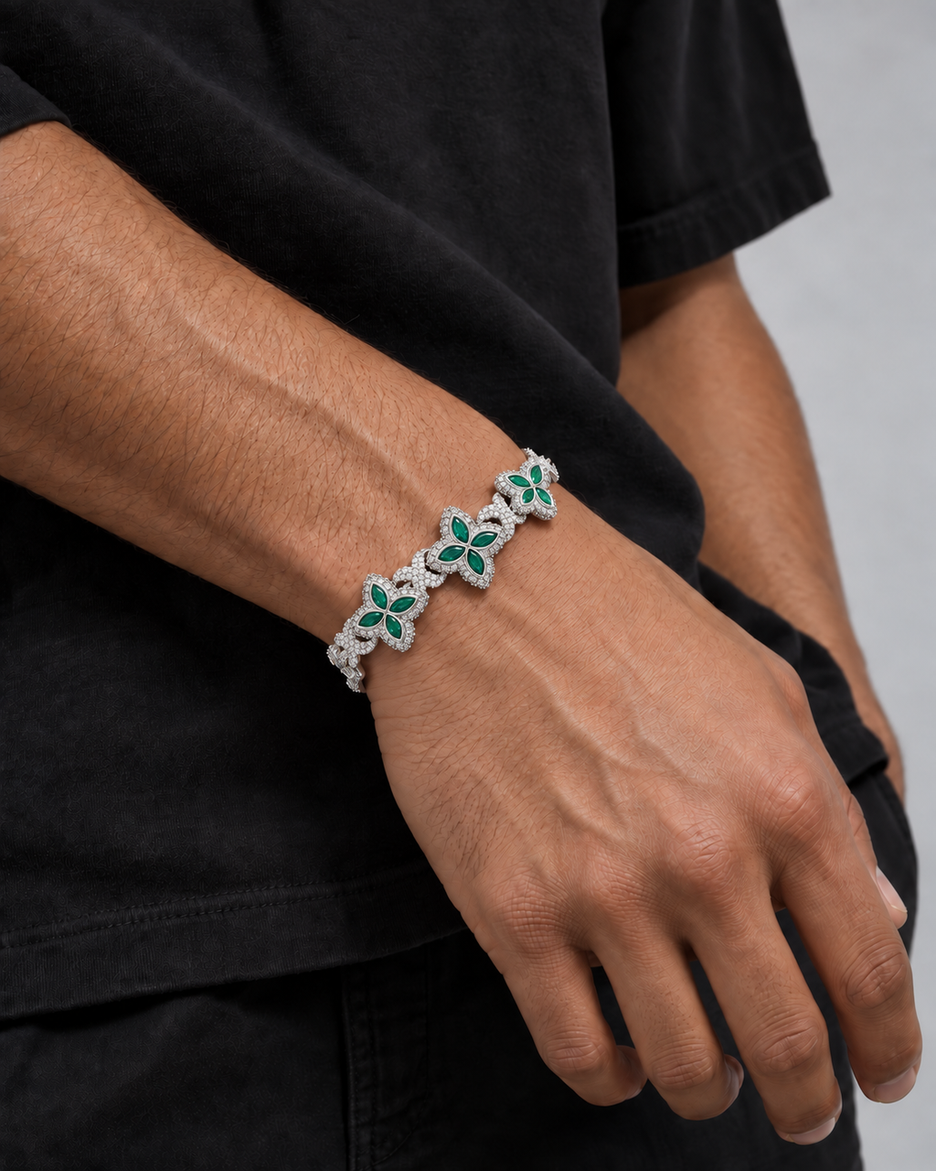 21Dripzz Iced Flower Bracelet Silver Green - product view 2