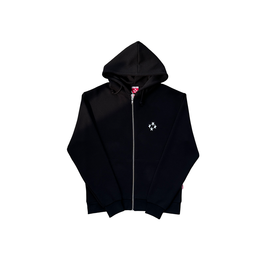 99Based Logo Waffle Zip Hoodie Black - product view 1