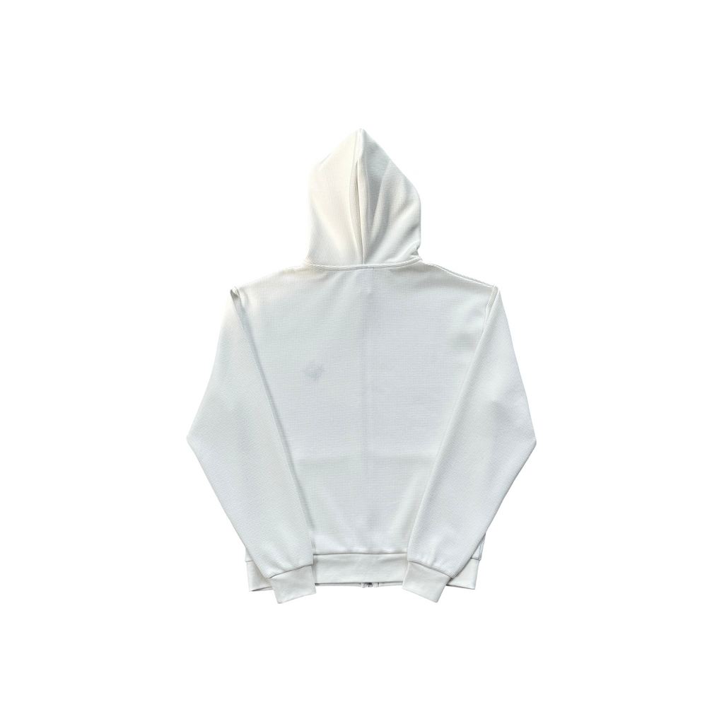 99Based Logo Waffle Zip Hoodie White - product view 2